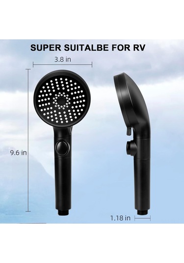 Lemestar Kamp Karavanı Duş Başkanı Siyah 5 Modlu Yüksek Basınçlı Su Tasarruflu Anahtar Ve Ayaklı Braketli