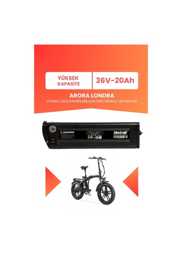 Arora Londra Uyumlu 36v 20ah Elektrikli Bisiklet Bataryası Siyah