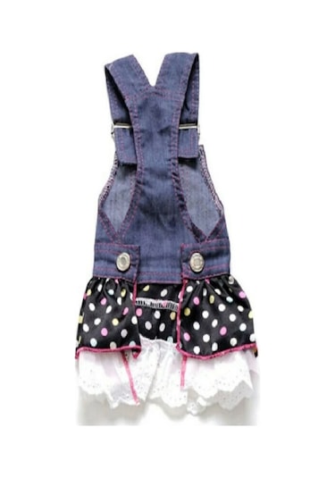 Patici Miss Kalp Detaylı Askılı Denim Kedi Köpek Elbisesi