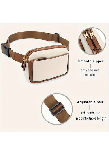 Sunshine011 1 Adet Koyu Kahverengi Ayarlanabilir Askılı Bel Çantası, Hafif Fermuarlı Koşu Ve Spor İçin 1 Adet Koyu Kahverengi