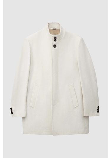 Ds Damat Regular Fit Ekru Hakim Yaka Kaşe Kaban 5hf08ort10002 Ekru