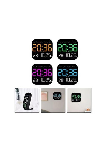 Novahub Büyük Ekranlı Dijital Duvar Saati - Uzaktan Kumandalı, Gece Işığı, Haftanın Günü Ve Sıcaklık Göstergeli Turuncu Bej Bej