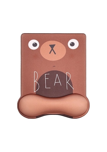 Primepickings Kahverengi Mouse Pad Bilek Pedi Kızlar Sevimli Karikatür Mouse Pad Kaymaz Oyun Silikon Klavye