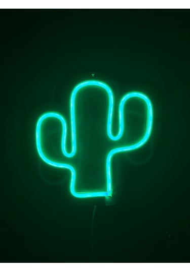 Dgrk Kaktüs Led Neon Dekoratif Işık Mdf Yeşil