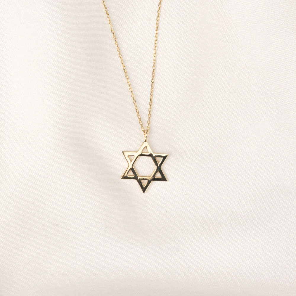 Gümüş Kolye - Davut Yıldızı 925 Ayar Gümüş Kolye Sarı