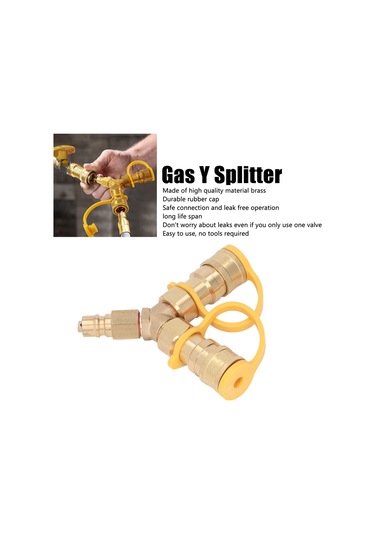 Samdoo 3/8 İnç Bakır Gaz Y Bölücü, Hızlı Bağlantı Adaptörü - Barbekü, Jeneratör, Bahçe Isıtıcı, Pizza Fırını İçin, Kaçak Gider, Güvenli Kullanım Çok Renkli