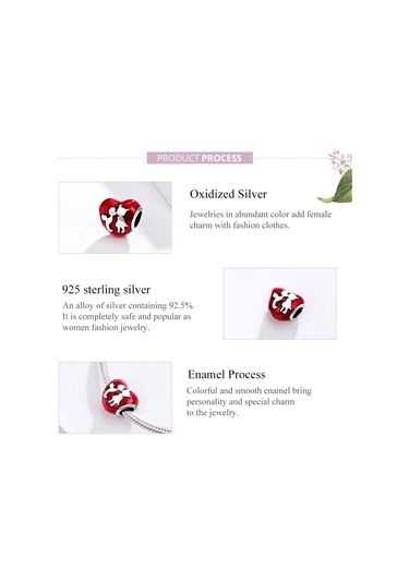 S925 Ayar Gümüş Kırmızı Kalp Erkek Kız Boncuk Dıy Bilezik Kolye Aksesuarları Çok Renkli