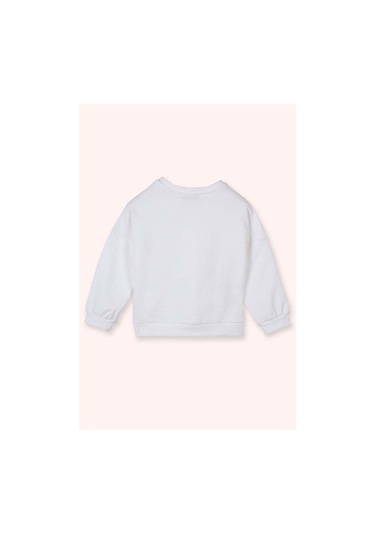 Panço Fisto Detaylı Beyaz Kız Çocuk Sweatshirt 2511gb08016 Beyaz