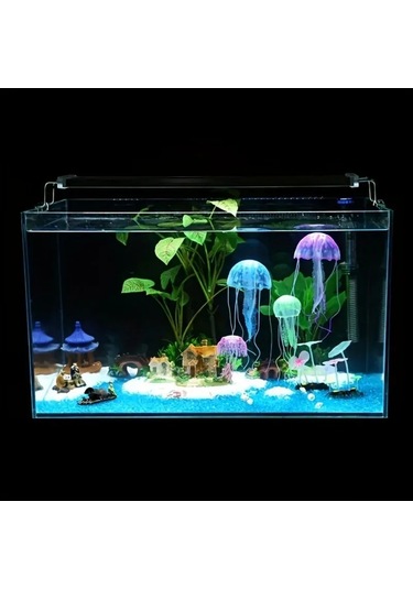 Vkemall Küçük Turuncu Sanal Medusa - Akvaryum Dekorasyonu - Akvaryum Görünümü Güzelleştirici Örgütsel