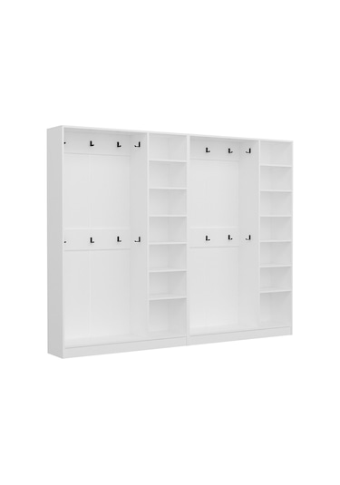 Minar Kale 210 Cm 6 Kapaklı 2b Raf Portmanto Beyaz Antrasit