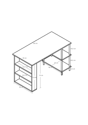 Intergo Çalışma - Bilgisayar - Ofis - Ders Masası 4 Raflı