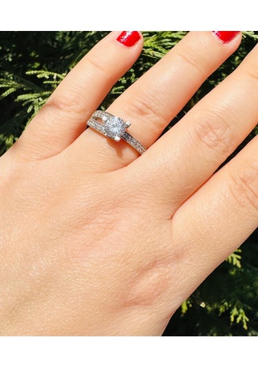 Gümüş Alyans Yüzük Zirkon Taşlı Sodyum Kaplama 925 Ayar 3,49 Gram