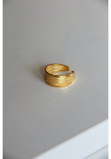 Argentum Concept - Altın Kaplama Gümüş Hasır Yüzük - Y010701