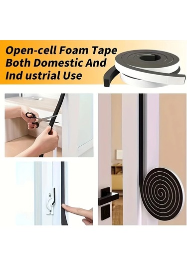 Gateesat 1 Rulo Siyah Kendinden Yapışkanlı Sessizlik Köpük Bandı 25mmx25mm 4m Su Geçirmez Ses Yalıtım