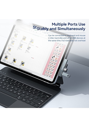 Cbtx Essager 3'ü 1 Arada Usb Hub Ayırıcı 1 Usb3.0 + 2 Usb2.0 Bağlantı Noktası Tip-c Tablet Dizüstü Bilgisayar İçin Alüminyum Alaşımlı Adaptör - Gri