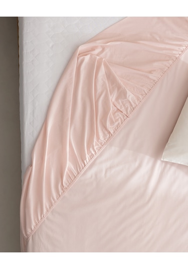 Manon Tek Kişilik Plus %100 Pamuk Ranforce Lastikli Çarşaf - Açık Pudra Çok Renkli