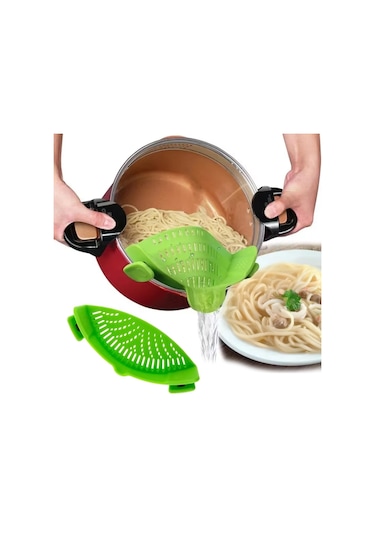 Sunup Sn-20522 Klipsli Silikon Geçmeli Tencere Makarna Noodle Süzgeci Çok Amaçlı Silikon Süzgeç Bulaşık Makinesinde Yıkanabilir Kokusuz