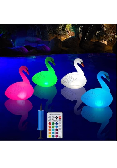 Greentech Güneş Enerjili Renk Değiştiren Led’li Şişme Kuğu / GT-SL24