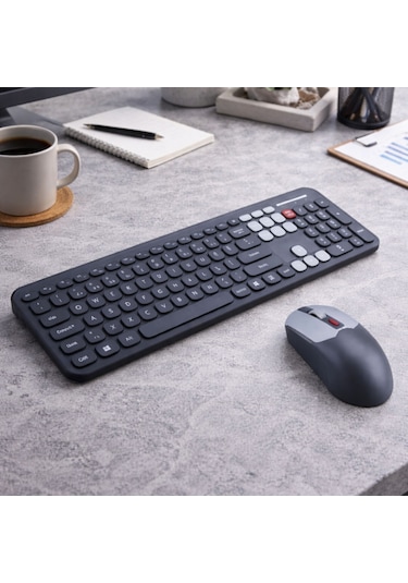 Soft Touch Kablosuz Klavye Mouse Set Gri + Beyaz Renk Smk-687 Diğer