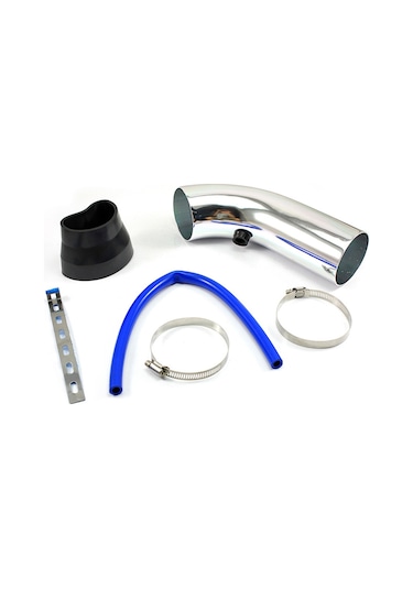 Vkemall Alüminyum Araç Hava Girişi Seti 76mm - Gaz Tepkisi & Beygir Gücü Artırıcı Evrensel Uyumlu Gümüş