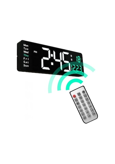 Yystore Ev Duvar Saati Led16 İnç Geniş Ekran Fonksiyonu Dijital Diğer
