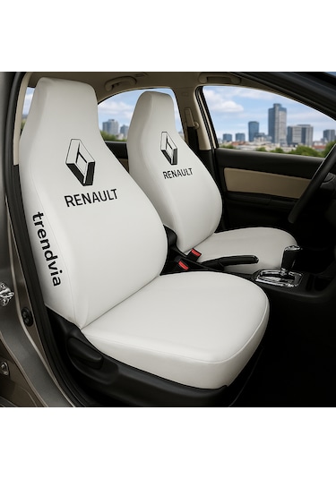 Renault Uyumlu Ön Arka Koltuk Kılıfı Penye Servis Tipi Oto Koltuk Koruma Seti Beyaz