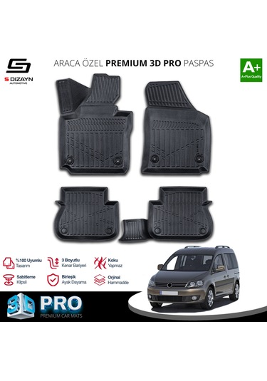 Volkswagen Caddy 3d Pro Havuzlu Paspas 2010-2015 A+ Kalite