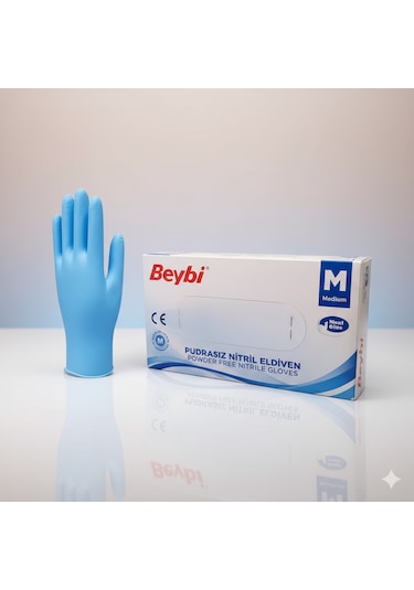 Mavi Pudrasız Nitril Eldiven M