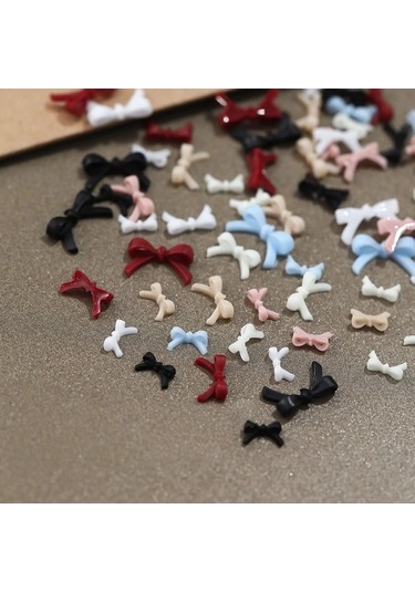 Flybuy Sevimli Yay Tırnak Charm 20 Adet Renkli Minik Yaylar Tırnak Sanatı Dz941-02