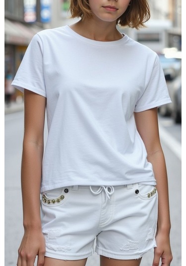 Beyaz Çocuk T-shirt Kız Erkek Unisex %100 Pamuk Beyaz