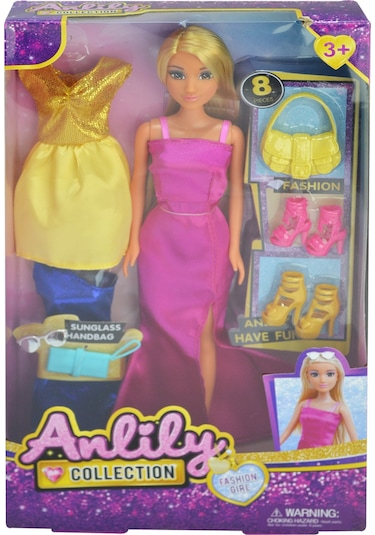 Anlily Bebek Değiştirilebilir Elbise Ve Ayakkabı Set Pembe