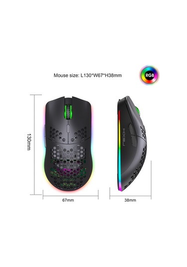 Geeksen Hxsj T66 Rgb Kablosuz Oyun Faresi - 3600dpı, Şarj Edilebilir, Ergonomik Tasarım, 7 Renk Aydınlatma Modu T66
