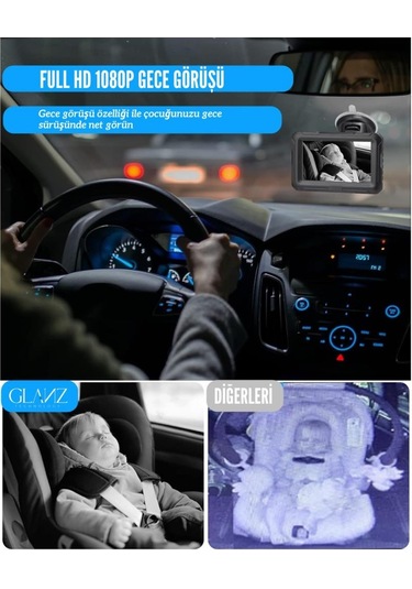 Glanz Full Hd 1080p Gece Görüşü Özellikli  Araç İçi Çocuk Bebek Kamerası