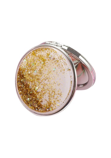 Suntek Yuvarlak Çift Taraflı Simli Makyaj Aynası Altın