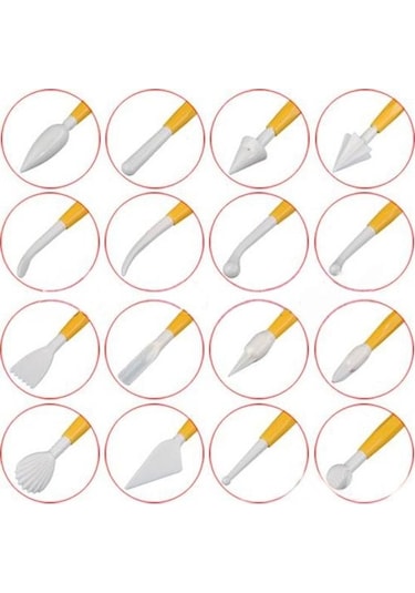 Sarı 8 Adet Çiçek Fondan Kalem Hafif Çikolata Kalıp Düz Renk Dıy Desen Fondan Kesici Kalem Basit Çift Kafalı Gıda Sınıfı