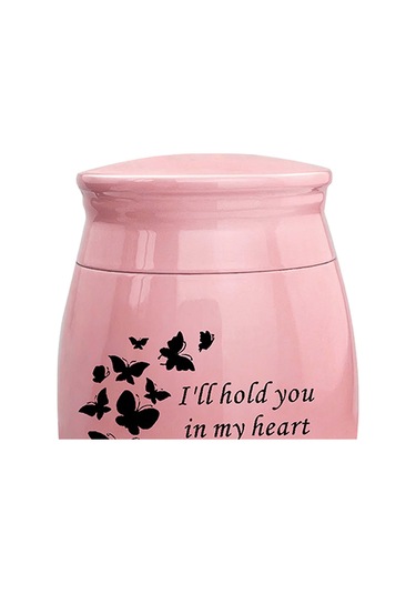 Homyl Çinko Alaşım Pet Urns Konteyner Kavanoz Kelebek-pembe Altın