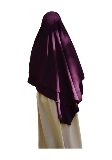 Melodi Scarf Kadın Tesettür Sufle Khimar Peçeli Üç Katlı Şifon Şal Mor Mor