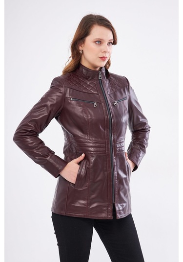 Derinss Dka2332 Hakiki Deri Kadın Bordo Mont 001