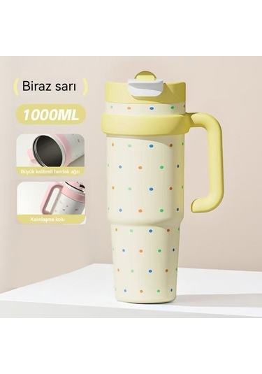 Sevimli Termos Kupa Yeni Kız Yüksek Yüz Değeri Big Mac Su Bardağı Büyük Kapasiteli Öğrenciler Okula Özel Taşınabilir Sarı