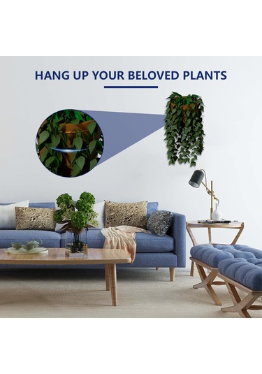 Jeemson 3'lü Demir Duvar Montajlı 8 İnç Halka Bitki Saksı Tutucusu - Dikey Alan Kullanıma Alır Siyah