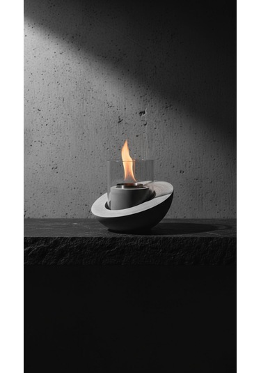 Beton Masaüstü Şömine Duman Sız Dekoratif Biyoetanol Şömine + 1 Lt Yakıt Hediyeli Terra Fire Z.1