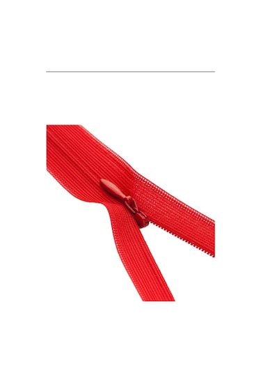 Gizldiş Fermuar - 72cm - Kırmızı - 5 Adet