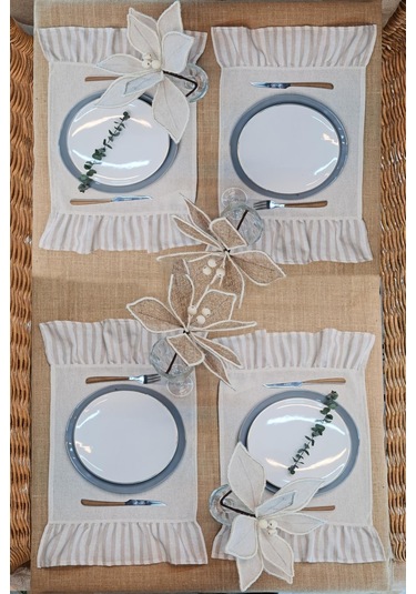 Amerikan Servisi Fırfırlı Retro 4 Lü Kahverengi