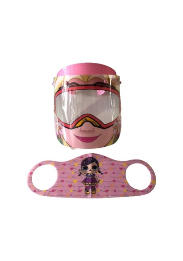 Gürbey Elsa Baskılı Çocuk Siperlik + Prenses Desenli Çocuk Maske