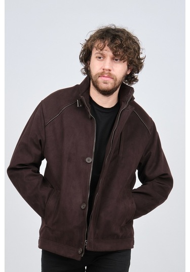 By Serco Erkek Deri Biyeli Klasik Kaban 0620680 Koyu Kahve-Kahve Melanj Kahverengi Melanj