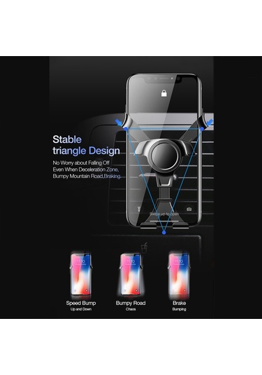 Soulader 360 Derece Dönebilen Ultra Sağlam Araç İçi Telefon Tutucu, Hızlı Ve Kolay Kullanım İçin Tasarlandı Siyah