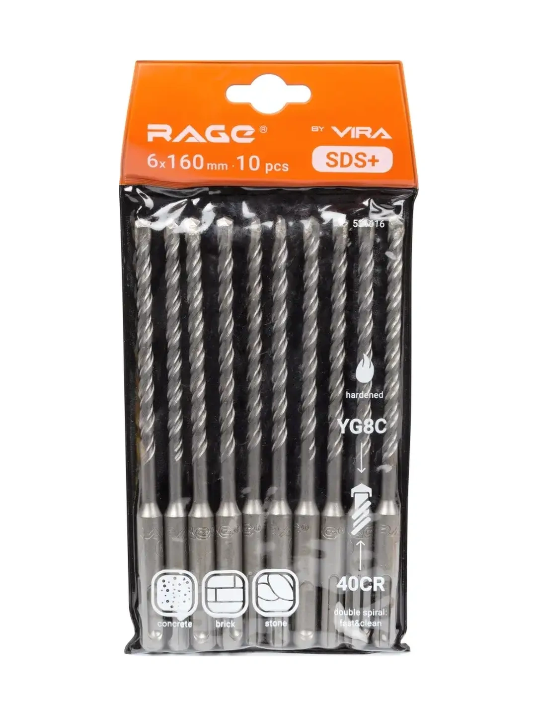 Rage Beton İçin Matkap Ucu 6x160mm Sds Plus 10 Adet 39872136
