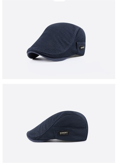 Hqgoodstore Yeni Rahat Basit Düz Renk Tam Örgü Nefes Alabilen İnce Erkek Sivri Şapka Koyu Mavi Koyu Mavi