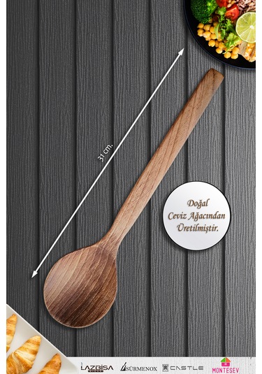 Doğal Ceviz Ağacı Ahşap Tahta Kaşık Seti Ağaç Kaşık 3lü Set 04 Ahşap