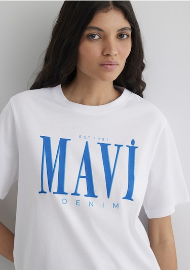 Mavi - Mavi Logo Baskılı Beyaz Tişört 1611990-620 Beyaz